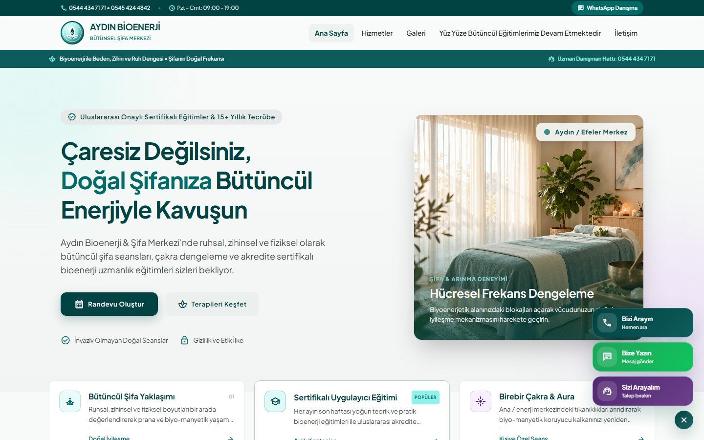 Aydın Bioenerji Şifa Merkezi web sitesi