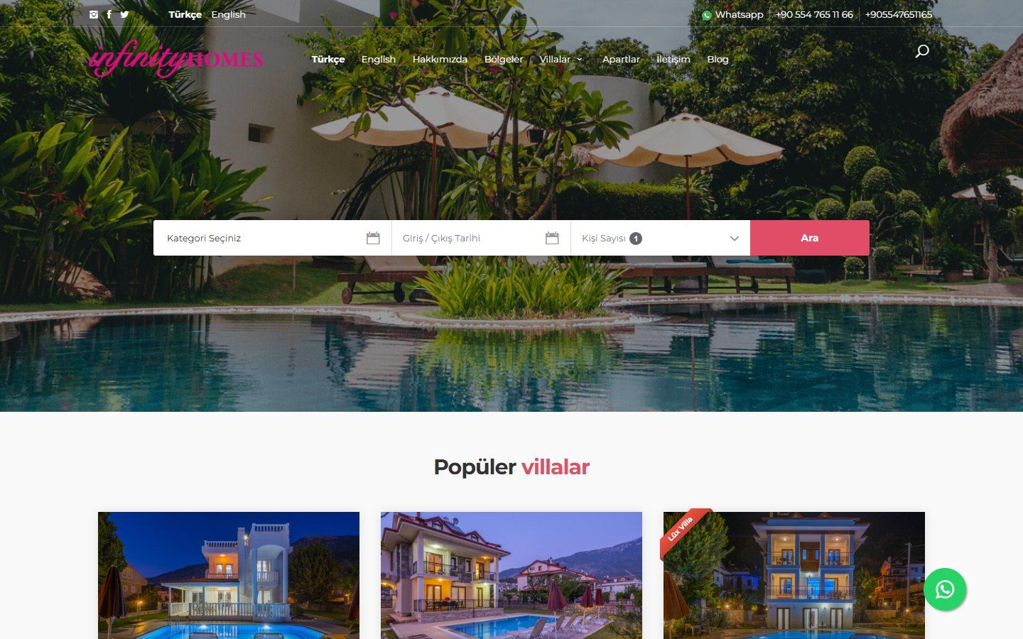 Infinity Homes web sitesi