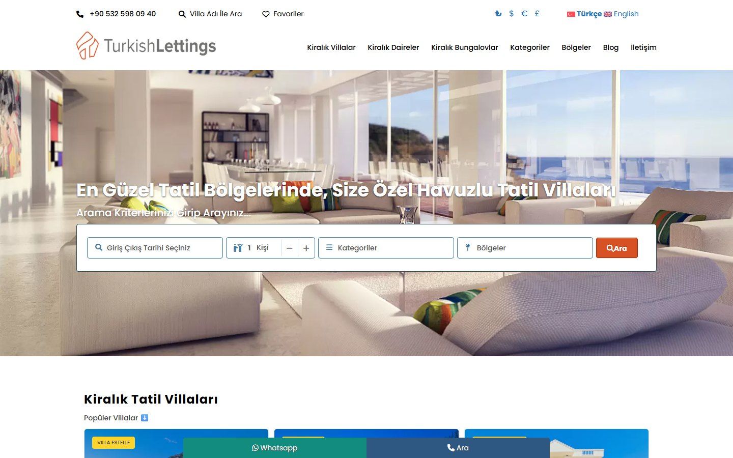 Turkish Lettings web sitesi